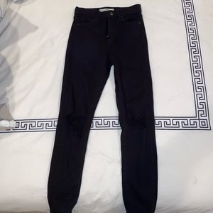 BLACK HIGH WAISTED SKINNY JEANS - RIP ON THE KNEES